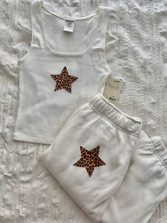 White Cheetah Star Tank Top