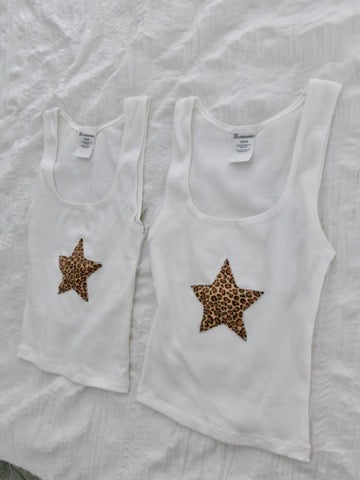White Cheetah Star Tank Top