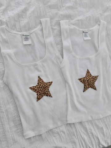 White Cheetah Star Tank Top