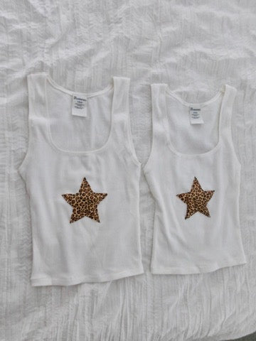 White Cheetah Star Tank Top