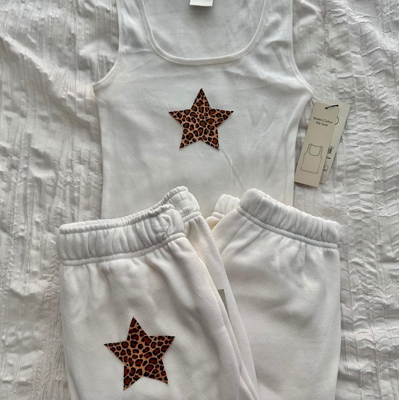 White Cheetah Star Tank Top